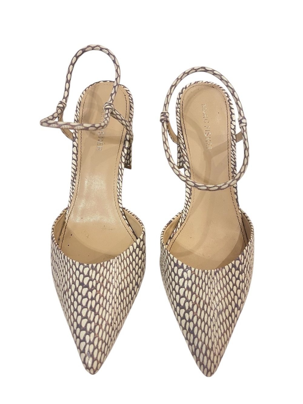Marc Fisher Callo Ankle-Strap Block Heel Pumps Snake Print - Picture 3 of 6